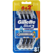 Одноразовые станки GILLETTE BLUE 3 (на блистере) (6+2шт)