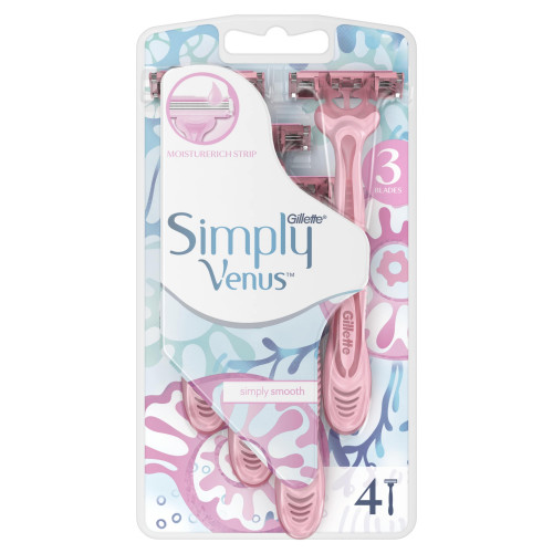 Одноразовые станки GILLETTE Simply Venus 3 (на блистере) (4шт)